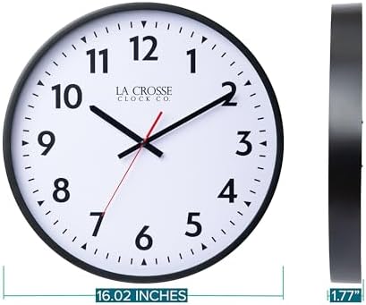 La Crose Clock 404-3841-INT 16-Inch Commercial Silent Sweep Analog Quartz Clock