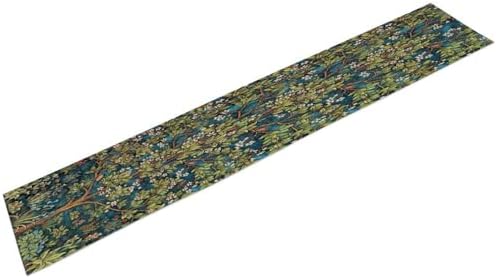 William Morris Floral Table Runner, Vintage Green Botanical Printed Table Runner for Home Kitchen Dining Table Decoration,13x60 Inch