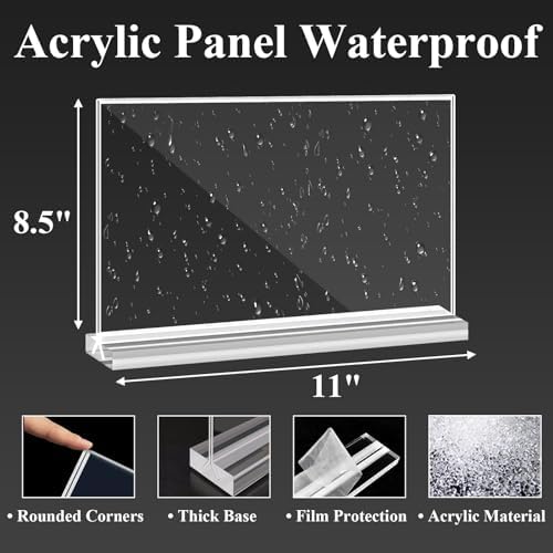 Arrobust Acrylic Sign Holder 8.5x11 Inches 6 Pack Horizontal, T -Shaped Double Sided Clear Paper Frames, PlasticTable Menu Display Holder, Document Flyer Table Stand for Office, Store, Restaurant