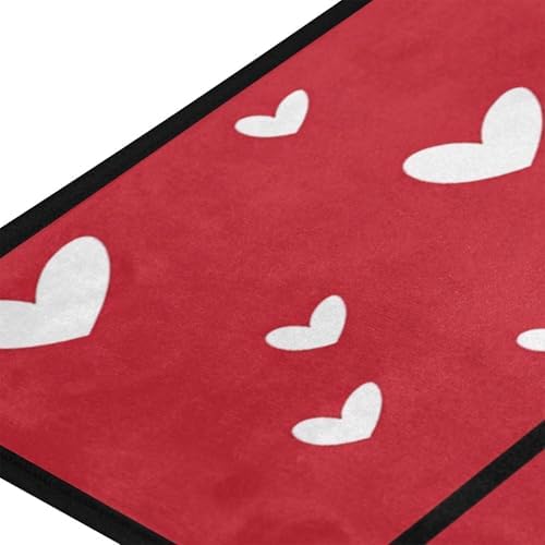 Aslsiy Little Hearts in Red (2) Kitchen Rug Kitchen Mats Valentines Floor Comfort Welcome Washable Non Slip Area Rug for Home Decor 39" X 20"