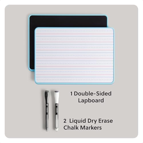 U Brands Mini Dry Erase Board for School, 1 Count Double Sided Ruled - Blue