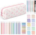 Jutom 39 Pcs Aesthetic Book Annotation Kit,Pink,Bow Style