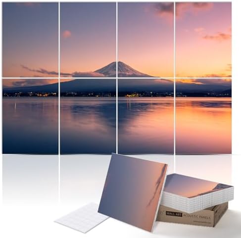 PINWELIFE® Masterpiece Acoustic Art Panels, 8-Pack 12"×16" Sound Absorbing Panels, Decorative Acoustic Wall Art, Noise and Echo Cancelling for Home Studio/Office, Nano Tape Included