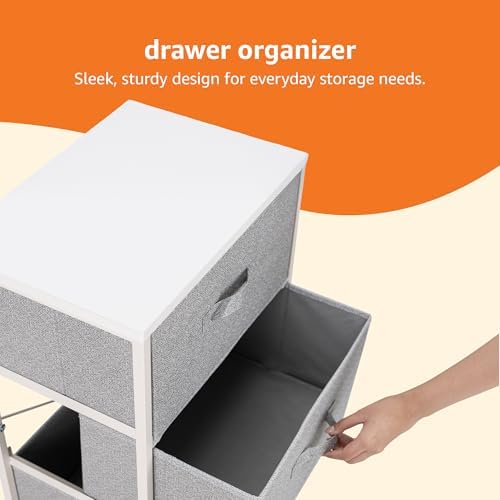 Amazon Basics Fabric 4-Drawer Storage Organizer Unit for Closet, Bedroom, White