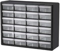 Akro-Mils 24-Drawer Plastic Storage Cabinet, 20"W x 6"D x 16"H, Black