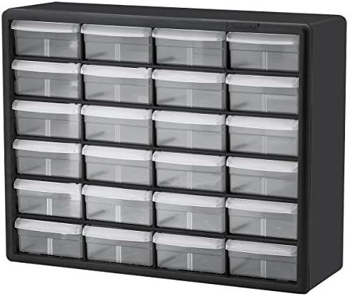 Akro-Mils 24-Drawer Plastic Storage Cabinet, 20"W x 6"D x 16"H, Black