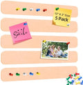 HAUTOCO Felt Bulletin Strips 5 Pack, 13" x 2" Self Adhesive Pin Board with 20 Push Pins, Peel and Stick Memo Board for Photos, Notes & Wall Decor, Dorm Room, Bedroom, Office, Peach Beige