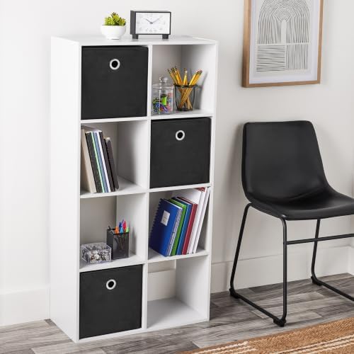 White 8-Cube Storage Organizer Bookcase, Convertible Vertical & Horizontal Cubby Shelving Unit, Open And Closed Back Compartment Compatible With Fabric Bins