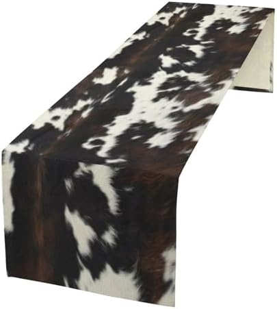 Cow Print Table Runner, Black White Cowhide Print Western Style Table Runner Country Farmhouse Cottage Cow Patten Table Decoration for Home Kitchen Dining, 13x36 Inch