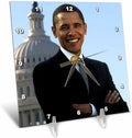 3dRose dc_43733_1 Close Up Portrait of Pres Obama Front of Capital-Desk Clock, 6 by 6-Inch