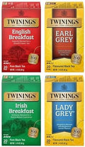 Twinings Variety Pack Black Tea Bags, 20 Count (Pack of 4), Includes English Breakfast, Earl Grey, Irish Breakfast, and Lady Grey, Caffeinated, Enjoy Hot or Iced, 80 Teabags