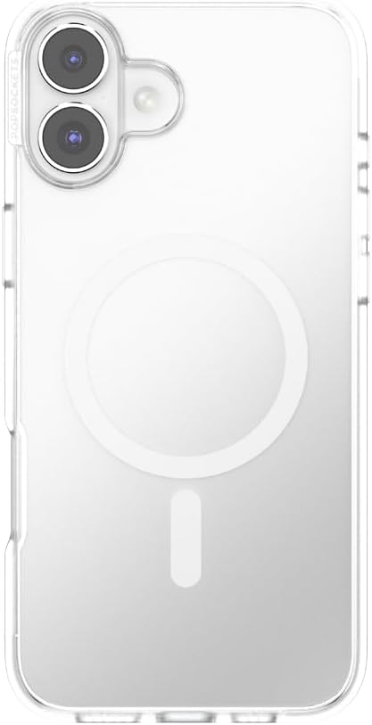 PopSockets iPhone 16 Plus Phone Case with MagSafe- Clear | Magnetic, Wireless Charging, Camera & Drop Protection, Clear, Translucent, iPad, Removable, Popper