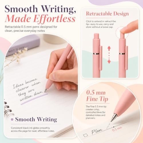 27 Pcs Aesthetic School Supplies Include 12 Pcs Aesthetic Highlighters Bible 1 Ppcs Big apacity Pen Case Bag 5 Pcs Retractable Quick Dry Gel Ink Pens 9 Pads Clear Sticky Tabs for School Office Home