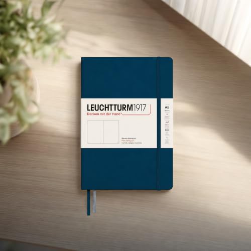 LEUCHTTURM1917 - Notebook Hardcover Medium A5-251 Numbered Pages for Writing and Journaling - Thinking Ahead (Plain Paper, Deep Sea)