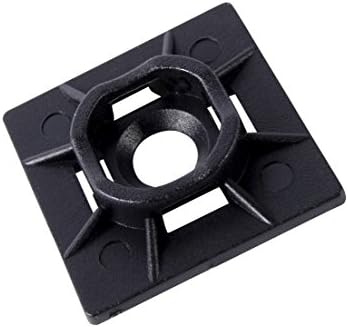 Gardner Bender 45-MBUVB Cable Tie Mounting Base, 1 inch x 1 inch, Screw and Adhesive Back, Electrical Wire and Cord Management, Nylon Zip Tie, 5 Pk, UV Resistant Black