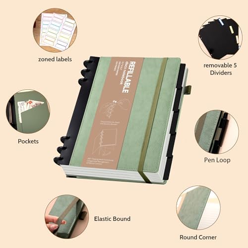 Yoment Refillable Journal Notebooks for Work, Journal for Women Men,Green