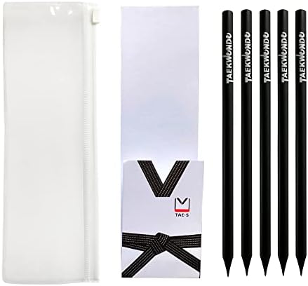 TAE-S Taekwondo Gift Pencils HB with Eraser & PVC Case, Black (30 Count)