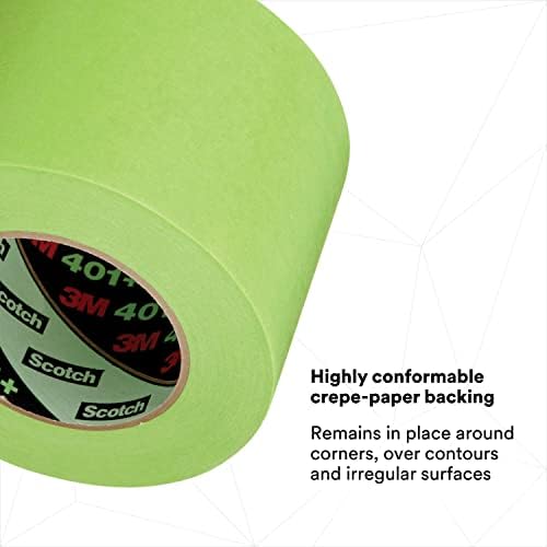 3M High Performance Green Masking Tape 401+, 72 mm x 55 m, 6.4 mil, 8/Case
