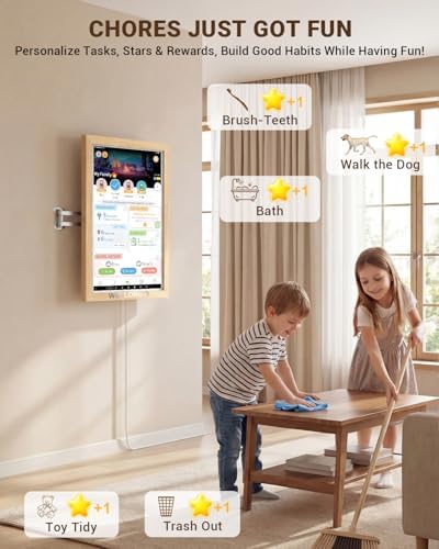 Digital Calendar 2026, 15.6-inch Electronic Calendar for Wall, Touch Screen Smart Digital Planner with Kids' Chores Chart/Meal Plan/Streaming Services/Photo Display, Remote Control Supported