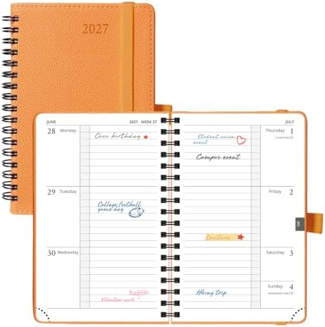 POPRUN 2027 Pocket Calendar, 4" x 6.25" Small Weekly Planner, Mini Agenda