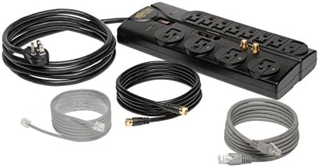 Eaton Tripp Lite TLP1208SAT Home Theater Surge Protector Power Strip,12 Outlets,Flat Plug 8ft Extension Cord,2880 Joules Coax,RJ11 & RJ45 Port for Phone,TV,WiFi Router& Ethernet Protection,(Pack of 6)