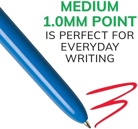 BIC 4-Color Retractable Ballpoint Pens, 1.0 mm Medium Point, 12-Count Pack