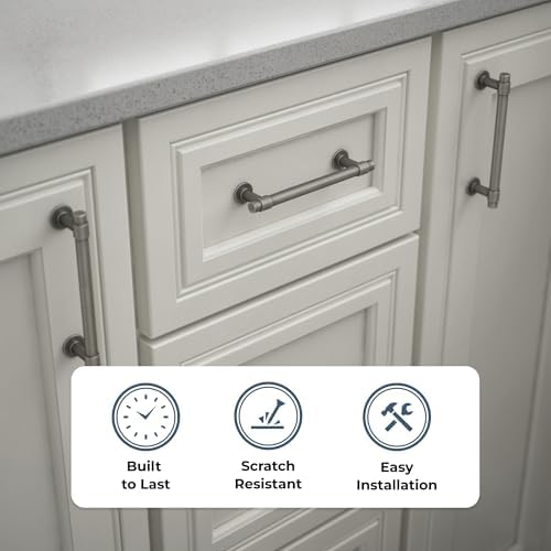 Franklin Brass Francisco (10-Pack) Cabinet Handles 5-1/16" Hole Center Vintage Pulls | Heirloom Silver Hardware Kitchen Door, Drawers, Dressers, Furniture P29618K-904-B