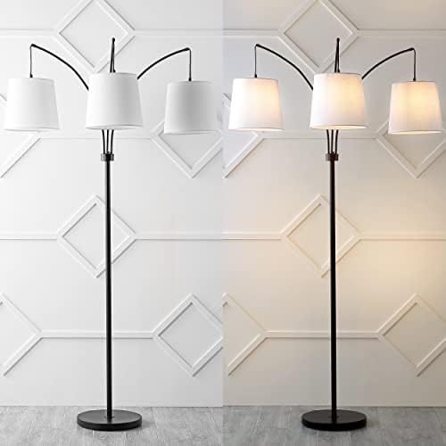 JONATHAN Y Sylva 3-Light Mid-Century Modern Arc Floor Lamp 72.5", Black