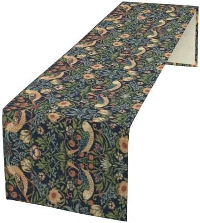 William Morris Strawberry Thief Table Runner Vintage Flowers Table Runner for Dining Table Decor 13 x 36 Inch