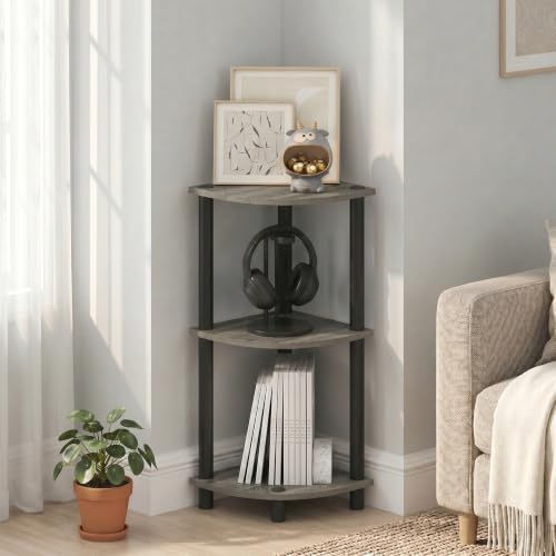 Furinno Turn-N-Tube Toolless Assembly 3-Tier Storage Shelves, French Oak