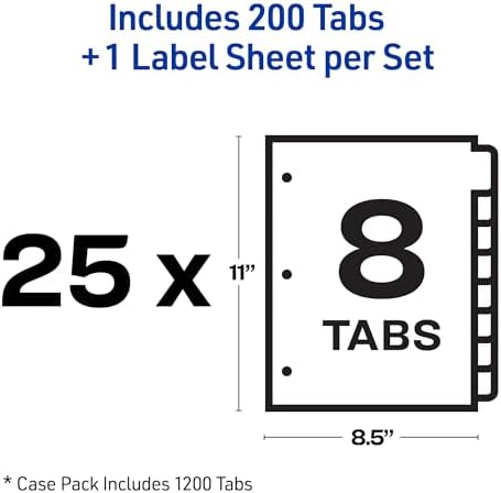 Avery Index Maker Clear Label Dividers, 8-Tab, White, 25 Sets