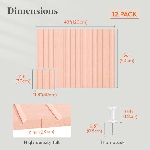 Lifewit Large Felt Bulletin Board with Self-Adhesive 48" x 36" - 12 Pack