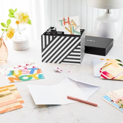Hallmark Bulk All Occasion Cards, 100-Pack with Organizer (Black Stripes)