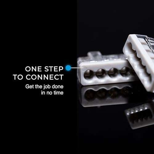 Ideal Electrical in-Sure Push-in Wire Connector, 5-Port (30-1087J), Jar of 200—Color Coded No-Twist Connectors for Solid and Stranded Wires