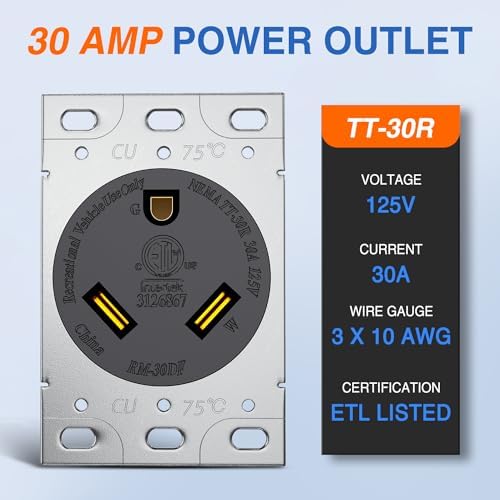 Nilight 30AMP RV Power Outlet 125V ETL Listed NEMA TT-30R