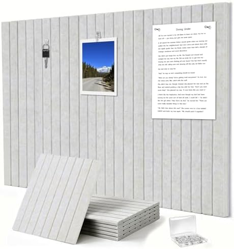 0.47" Thick Felt Pin Board 36"x24" Large Cork Board Alternative 6 Pack 11.81"x11.81"Felt Bulletin Board Wall Tiles Notice Board with 30 Pushpins for Home Office School(Fine-Light Camel)