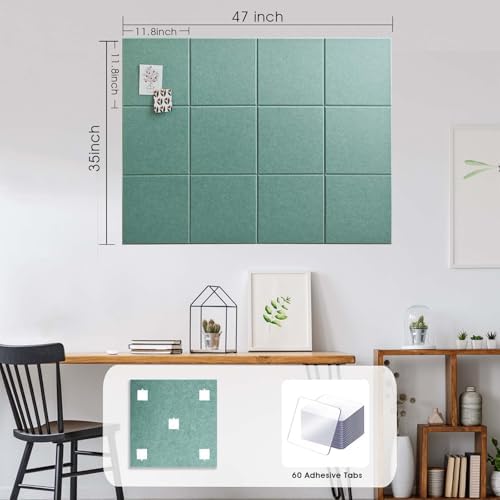 48" x 36" Large Felt Bulletin Board 1/2" Thick, Jade Green