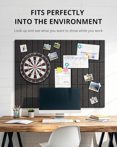 Cork Board, 48"x36" Felt Bulletin Board with Self Adhesive Black