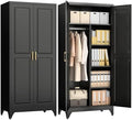 Polup Metal Armoire Wardrobe Closet, 71" Tall Wardrobe Cabinet with 2 Doors