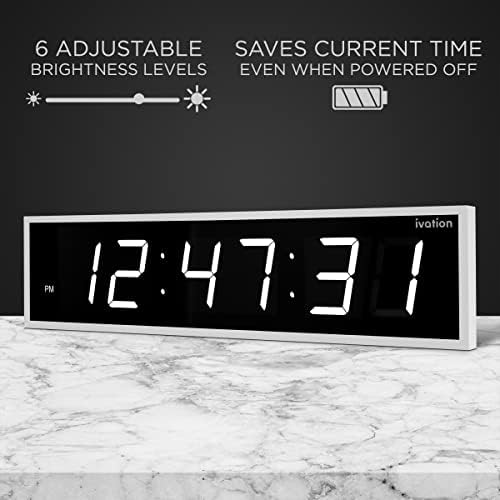 Ivation Oversized Digital Wall Clock with Large LED Display & Timer, 60"