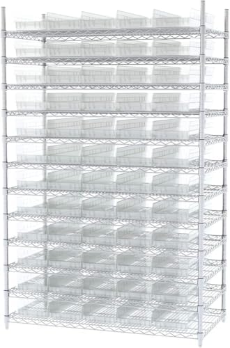 Akro-Mils 30184 Heavy Duty Plastic Shelf Bins, 24"x 8"x 4", Clear, 6-Pack
