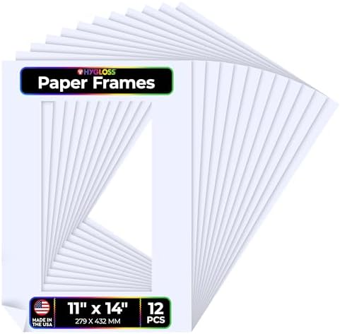 Hygloss 12 Pack Paper Picture Frames, White cardstock Photo Frame 11x14-Inch, Papers Frames to Decorate for Wedding Birthday DIY Classroom Crafts and Decorations