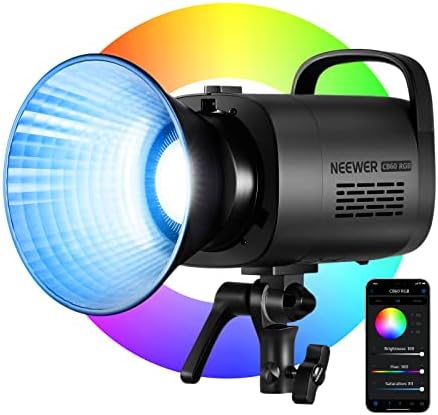 NEEWER CB60 RGB 70W LED Video Light with App Control, Bowens Mount COB Full Color Continuous Output Lighting 18000Lux/1m CCT 2700K-6500K CRI97+ 17 Scenes for Photography/Studio Video Recording
