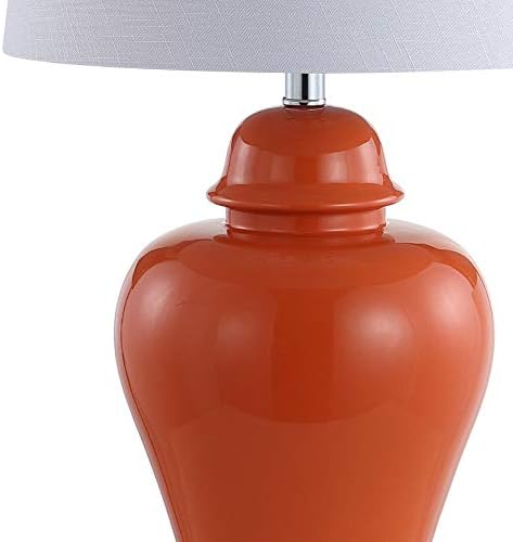 JONATHAN Y Winnie Ceramic Urn LED Table Lamp 27" Bedside, Orange, Set of 2