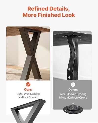 VEVOR Table Legs, 29.5" H x 23.6" W Steel Furniture Legs, Modular Design, Easy Assembly, 2204 lbs Max Load Heavy Duty, for Home Office Desk, Coffee Dinner Bar Tables, Workbench,2 PCS, X Frame, Black