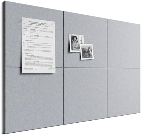 Bumusty 36"x 24" Large Felt Bulletin Board Tiles, Soft Gray