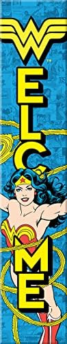 Spoontiques - Wonder Woman - Welcome Porch Sign - Decorative Home Décor Wooden Signs - Rustic Outdoor Decoration - Durable and Weatherproof - Entryway Decoration - 8” x 40”