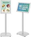 Heavy Duty Pedestal Sign Holder Stand 8.5x11 Inch, Floor Standing Sign Holder with Weighted Base, Vertical & Horizontal Poster Display Stand for Advertising, Restaurant Menu, Store, Office, Silver