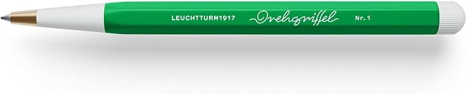 LEUCHTTURM1917 372215 Twist Pen No. 1, Brass, Aluminum, Ballpoint Pen Refill with Blue Ink, Design Award-Winning, Spring Leaf