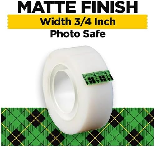 Scotch Brand Magic Tape, Standard Width, Engineered for Office and Home Use, Matte Finish, 3/4 x 1296 Inches, Boxed, 6 Rolls (810-6PK), Transparent